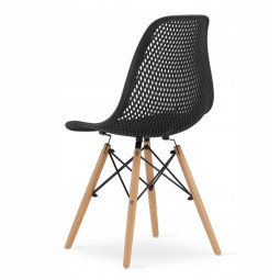 Scaun scandinav cu design original pentru dining și living, de culoare neagră