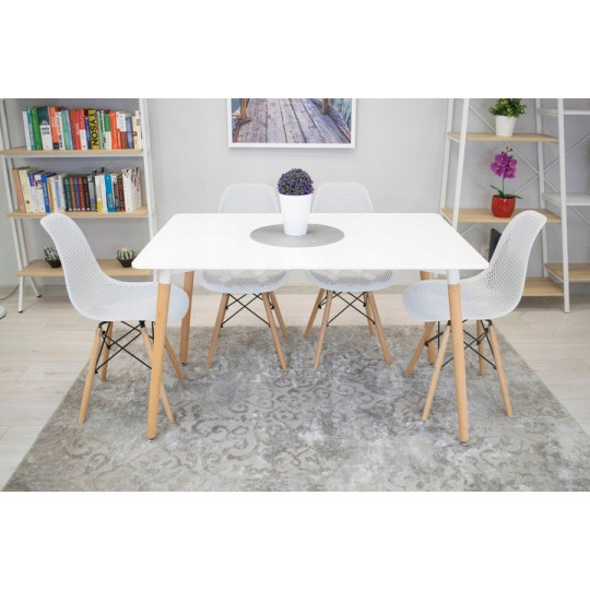 Scaunele scandinave tip plasă pentru dining de culoare albă