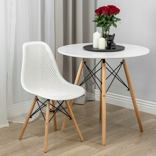 Scaunele scandinave tip plasă pentru dining de culoare albă
