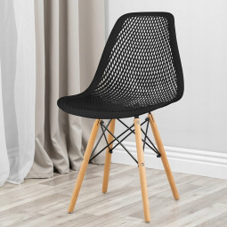 Scaun scandinav cu design original pentru dining și living, de culoare neagră