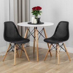 Scaun scandinav cu design original pentru dining și living, de culoare neagră