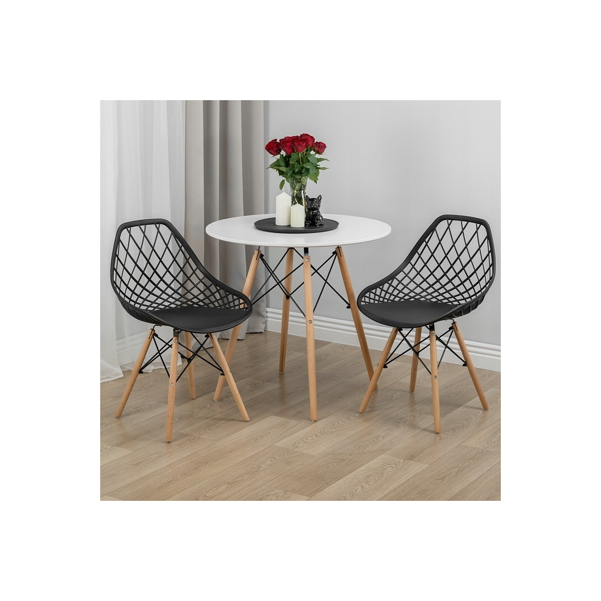 Scaun de dining elegant azur în culoarea neagră
