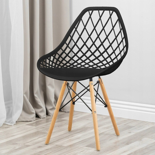 Scaun de dining elegant azur în culoarea neagră