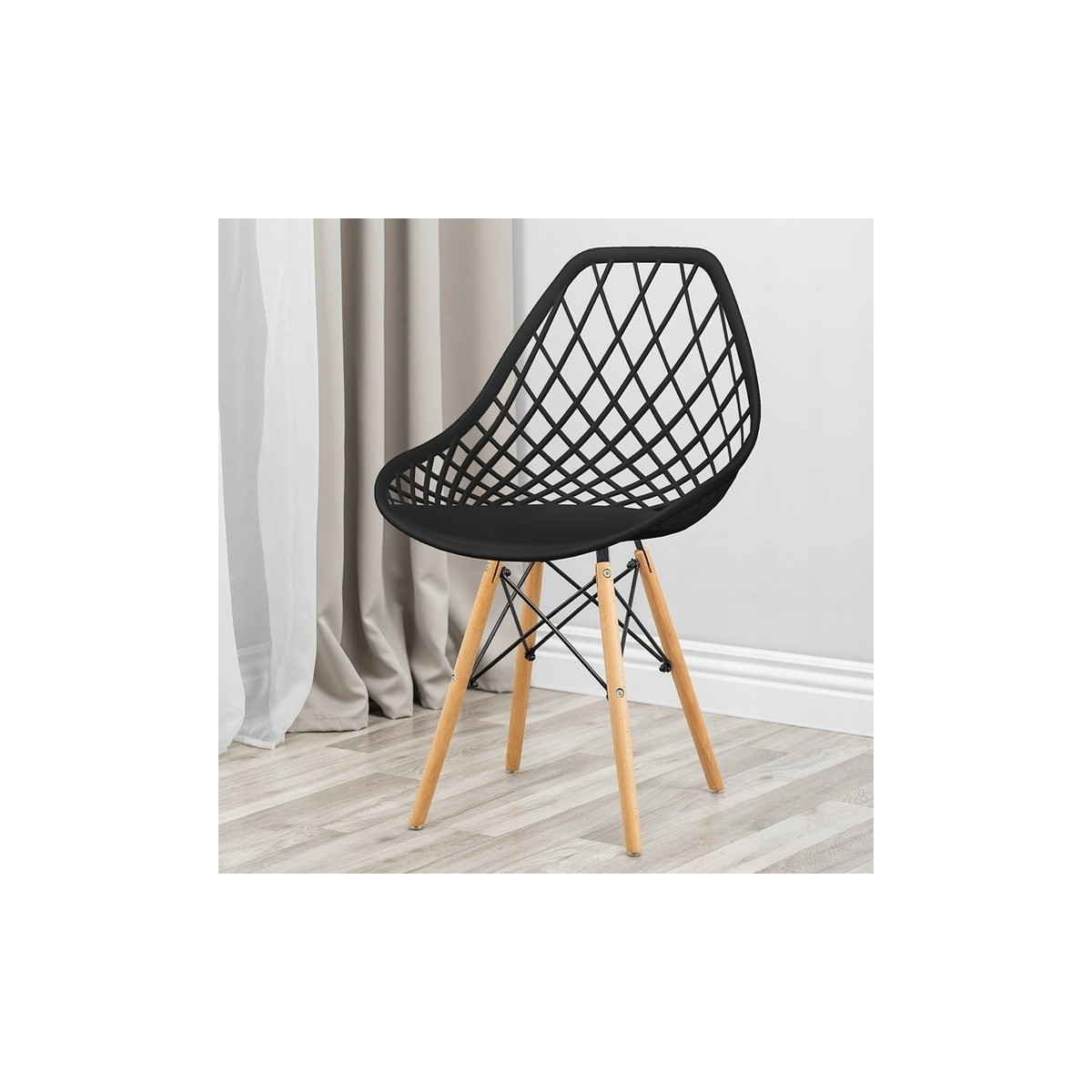 Scaun de dining elegant azur în culoarea neagră