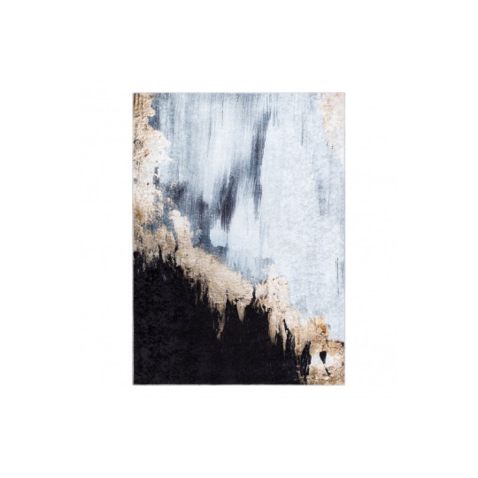 Covor modern abstract în nuanțe de albastru și negru MIRO