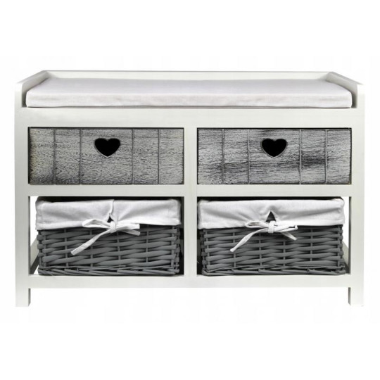 Comodă cu patru sertare și bancă de culoare gri