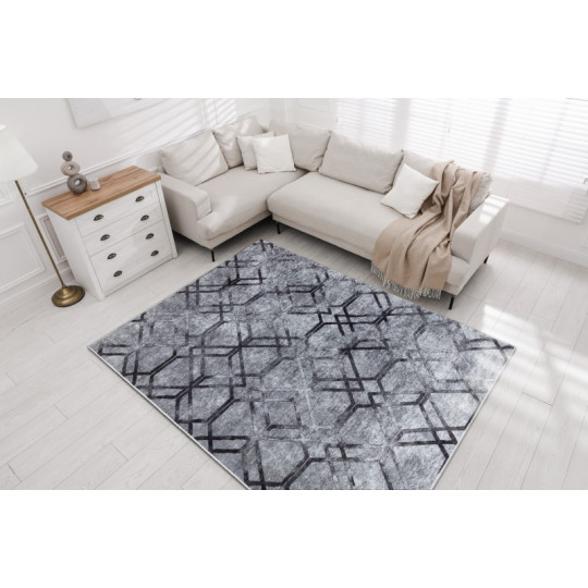 Covor de calitate, cu model în culoarea gri, colecția MIRO.