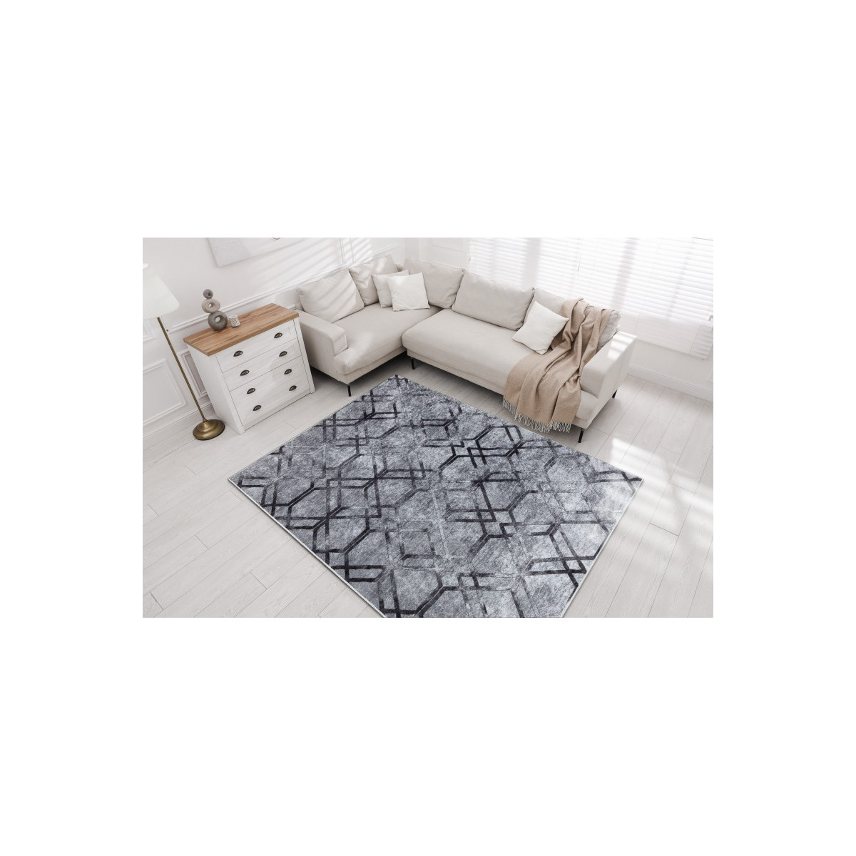 Covor de calitate, cu model în culoarea gri, colecția MIRO.