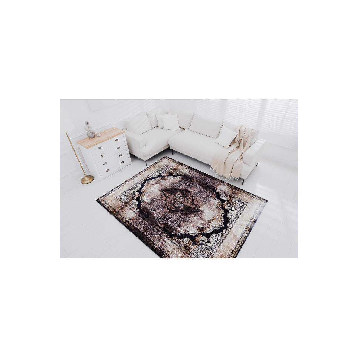 Covor modern pentru living de culoare maro