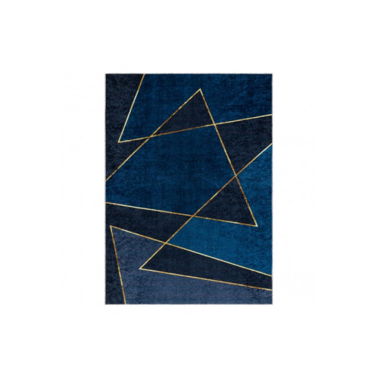 Covor ieftin de calitate, de culoare albastră, cu modele