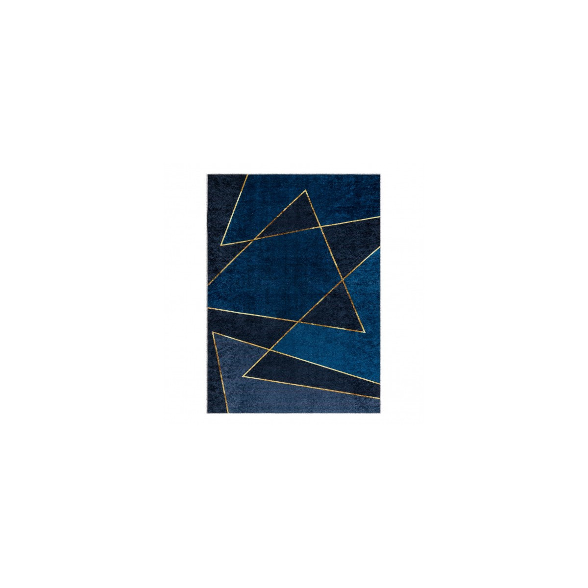 Covor ieftin de calitate, de culoare albastră, cu modele