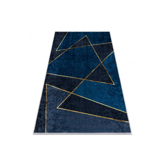 Covor ieftin de calitate, de culoare albastră, cu modele