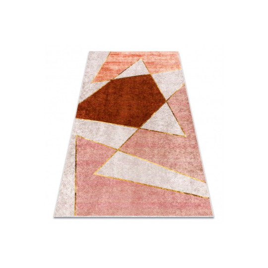 Covor modern, cu un model original, în culoarea roz.