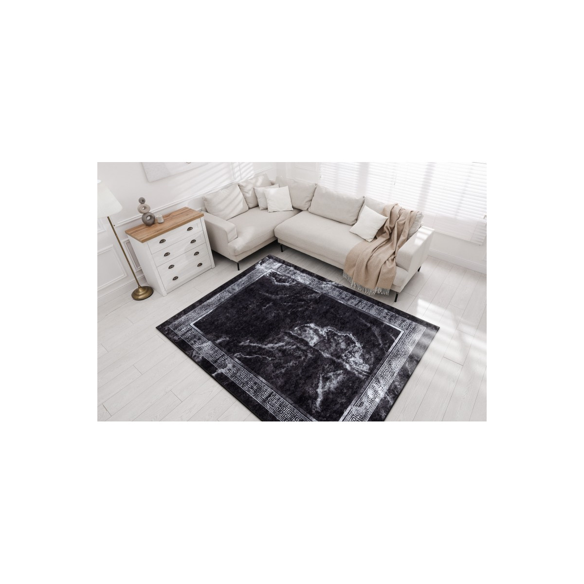 Covor modelat de culoare neagră pentru living