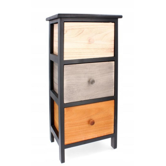 Comodă din lemn de calitate, de culoare maronie, cu 3 sertare.