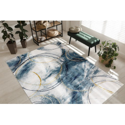 Covorul modelat pentru living în culoarea albastră