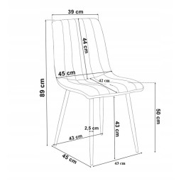 Scaun de dining din velur de culoare gri