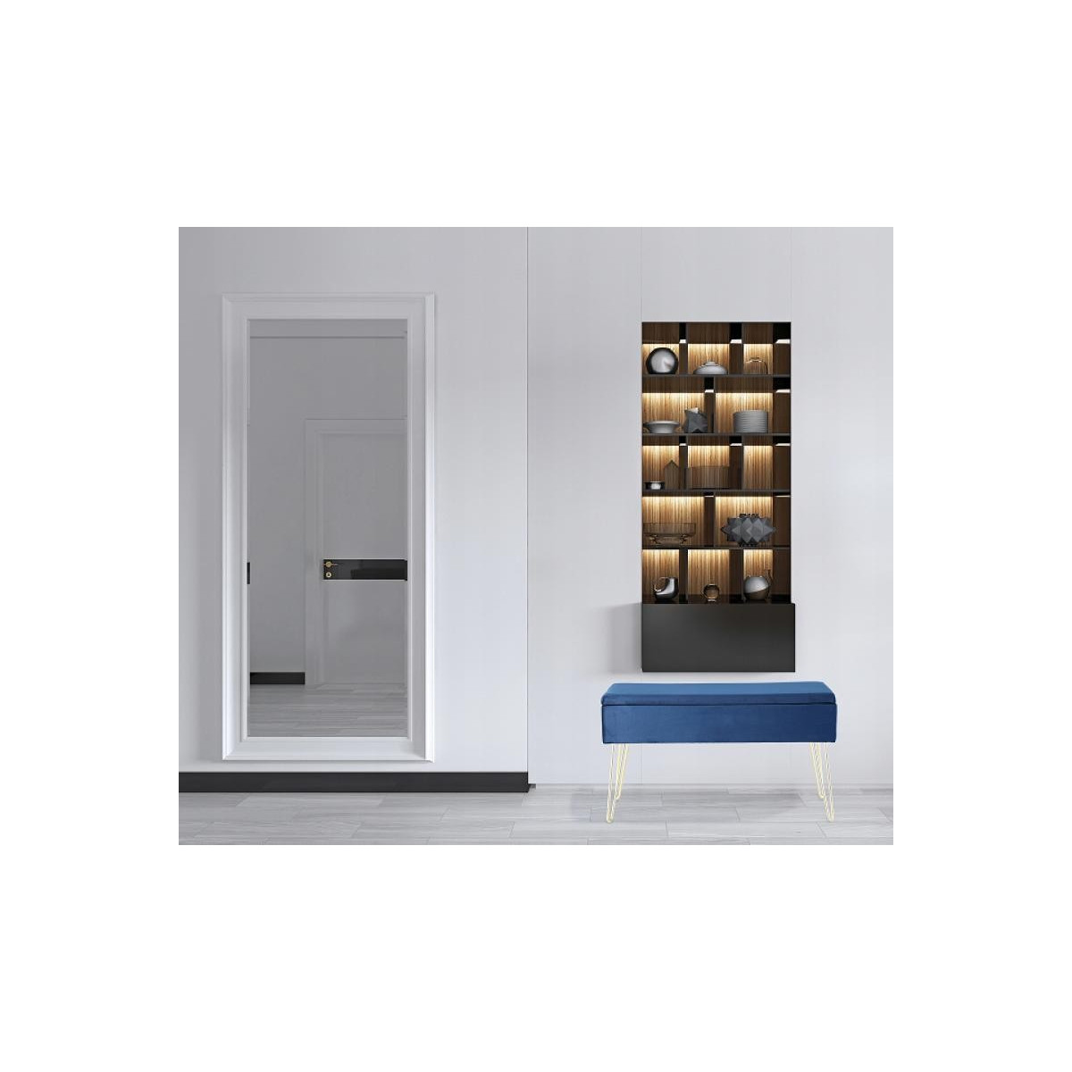 Taburetă cu spațiu de depozitare de culoare albastră