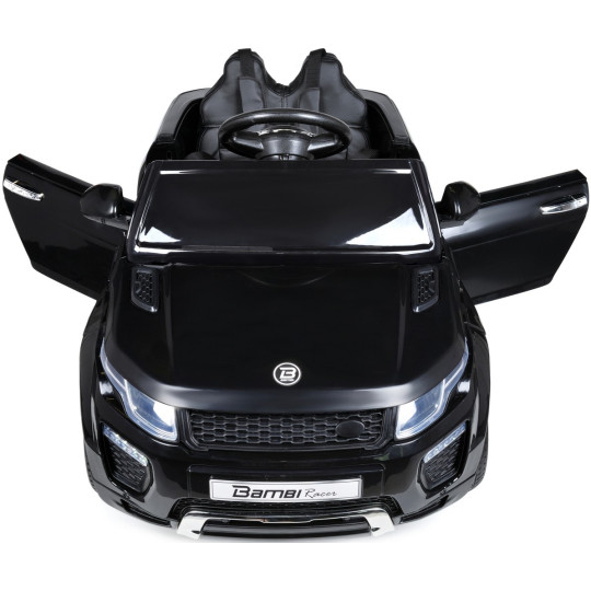 Mașină electrică de copil de calitate, cu comandă, de culoare neagră.