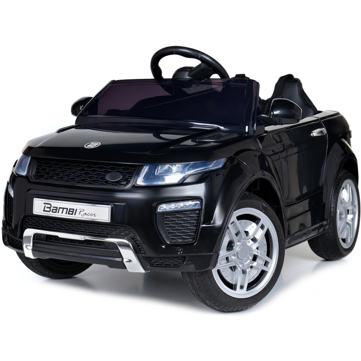 Mașină electrică de copil de calitate, cu comandă, de culoare neagră.