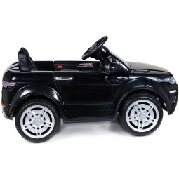 Mașină electrică de copil de calitate, cu comandă, de culoare neagră.