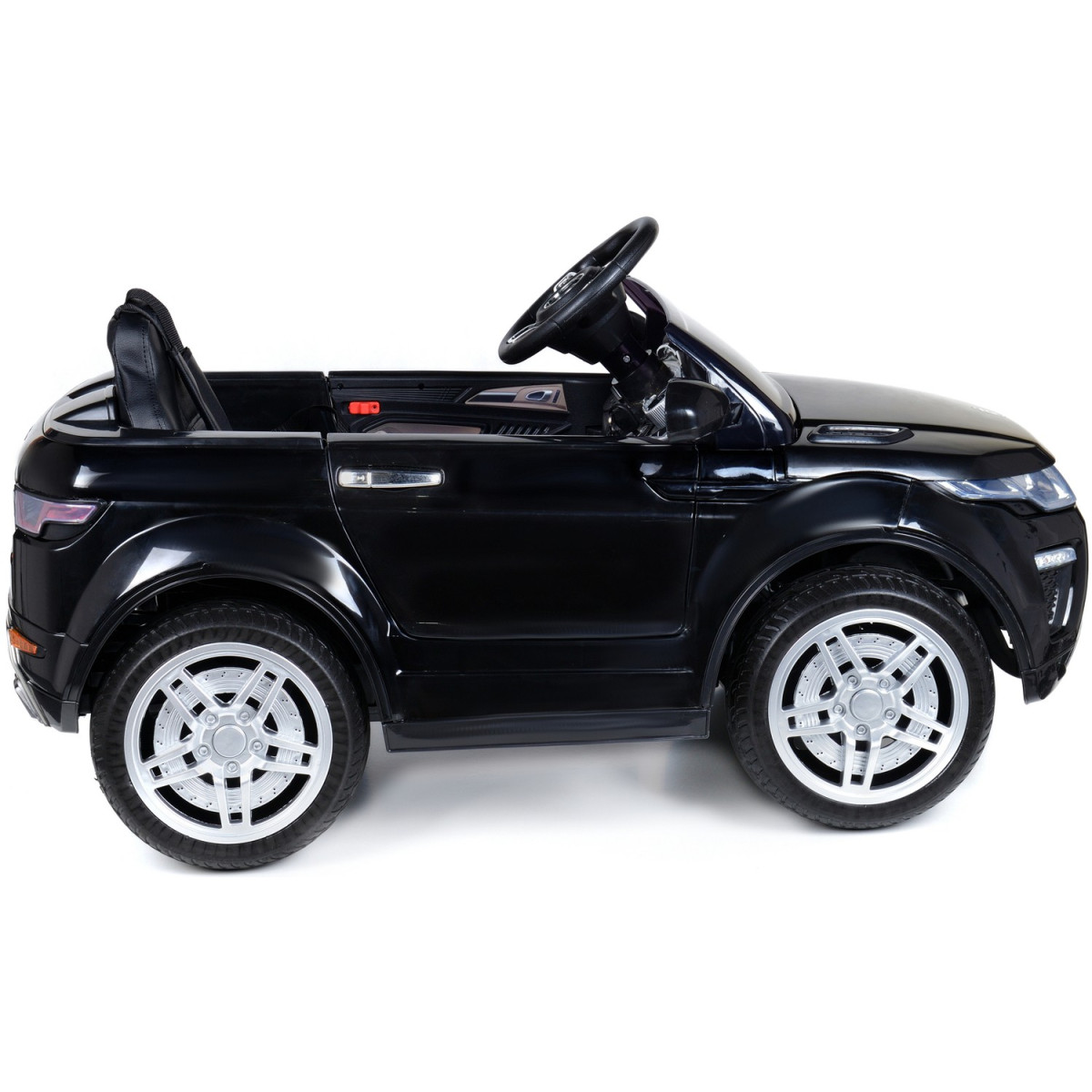 Mașină electrică de copil de calitate, cu comandă, de culoare neagră.