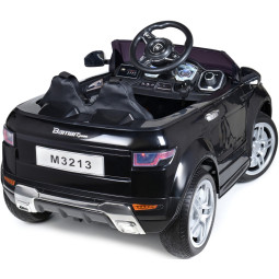 Mașină electrică de copil de calitate, cu comandă, de culoare neagră.