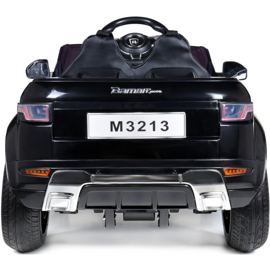 Mașină electrică de copil de calitate, cu comandă, de culoare neagră.